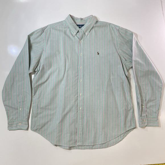 VTG 90s Ralph Lauren Men’s XXL Yarmouth Oxford Striped Button Down Shirt 2XL - Picture 1 of 8